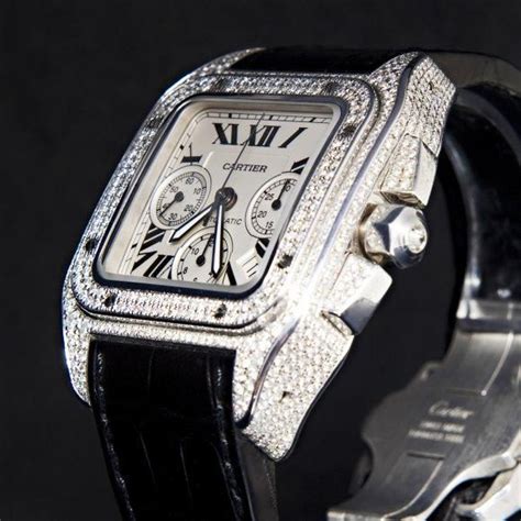 cartier santos 100 diamond watch replica|cartier santos 100 chrono.